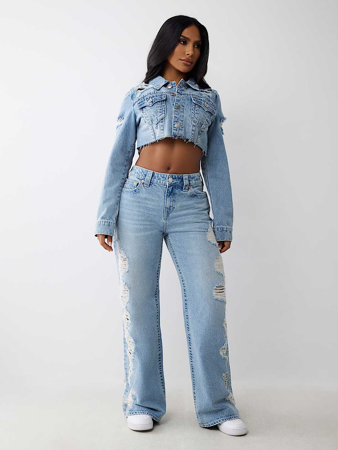 BOBBI SUPER DISTRESSED MID RISE BAGGY JEAN