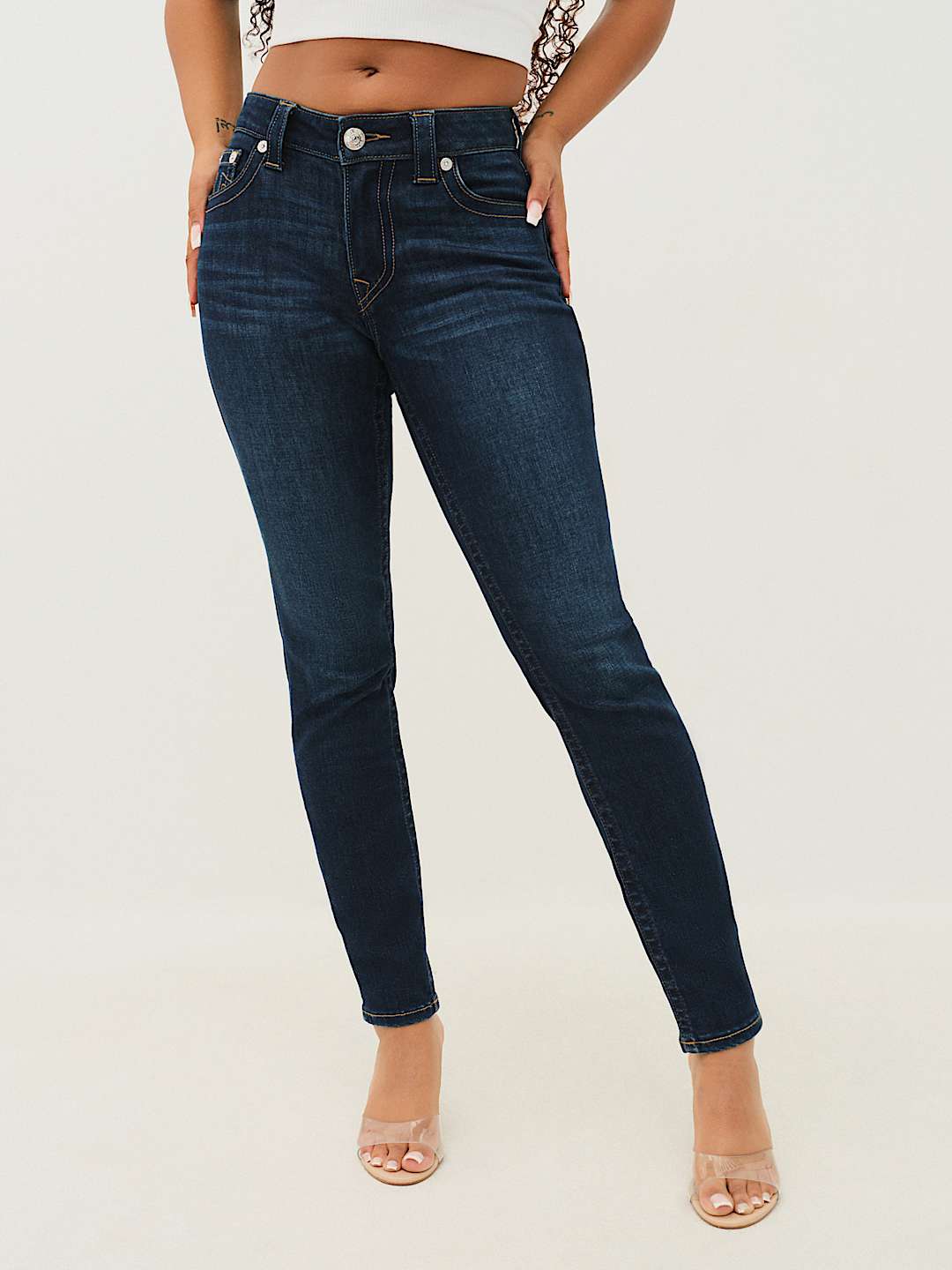 True Religion Women's Jennie Mid Rise Curvy Fit Skinny Ankle 2024 Jean Size 29 NWT