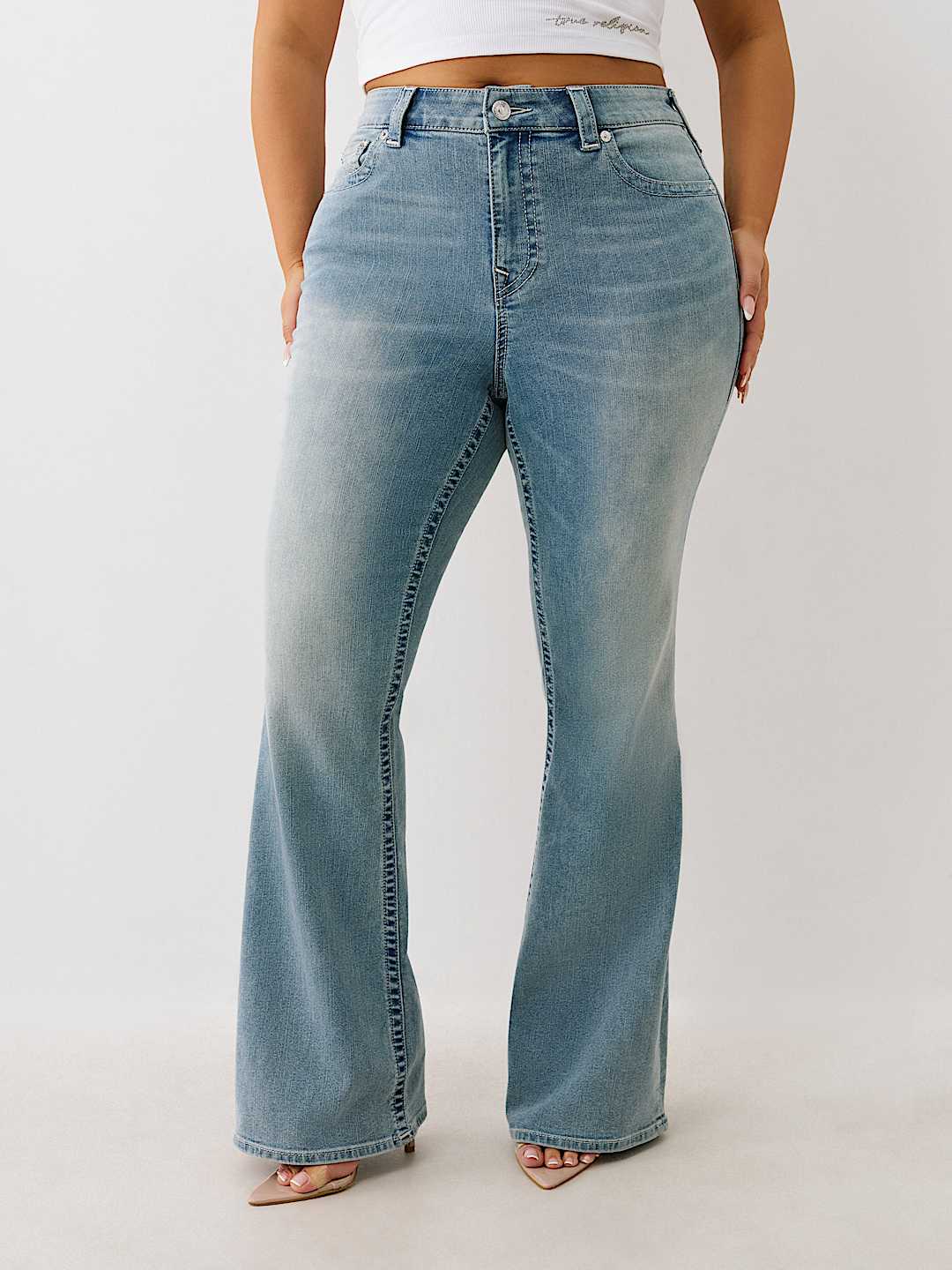 Женские джинсы True Religion Becca Plus средней посадки клеш, peak spot