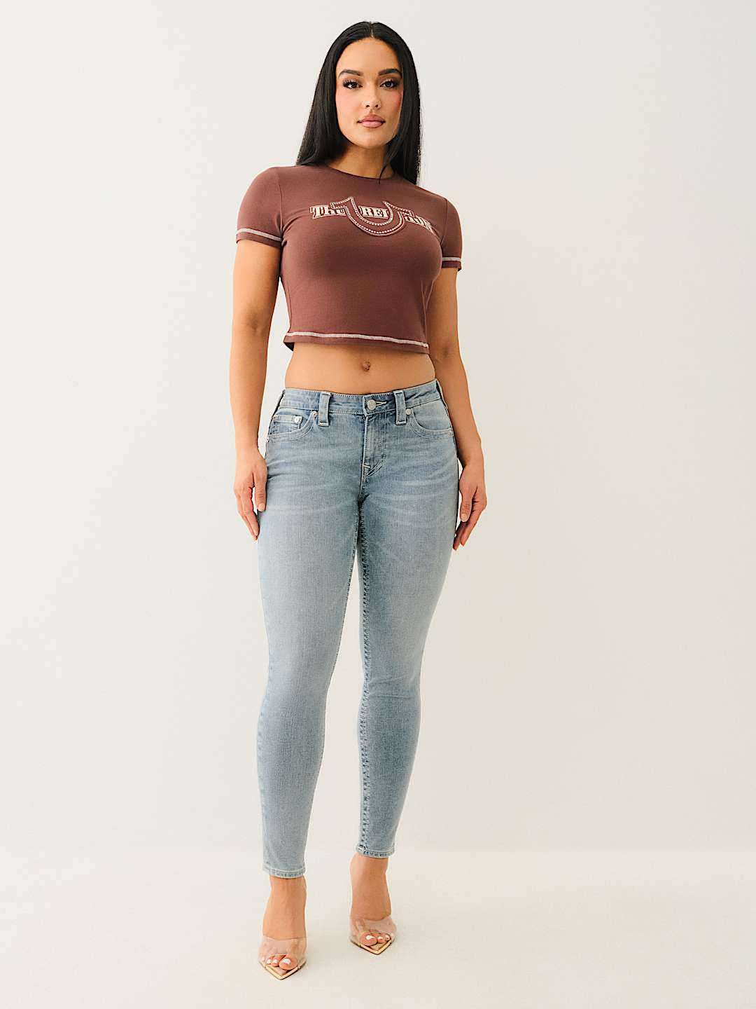 Женские джинсы true religion halle средней посадки суперузкие peak spot