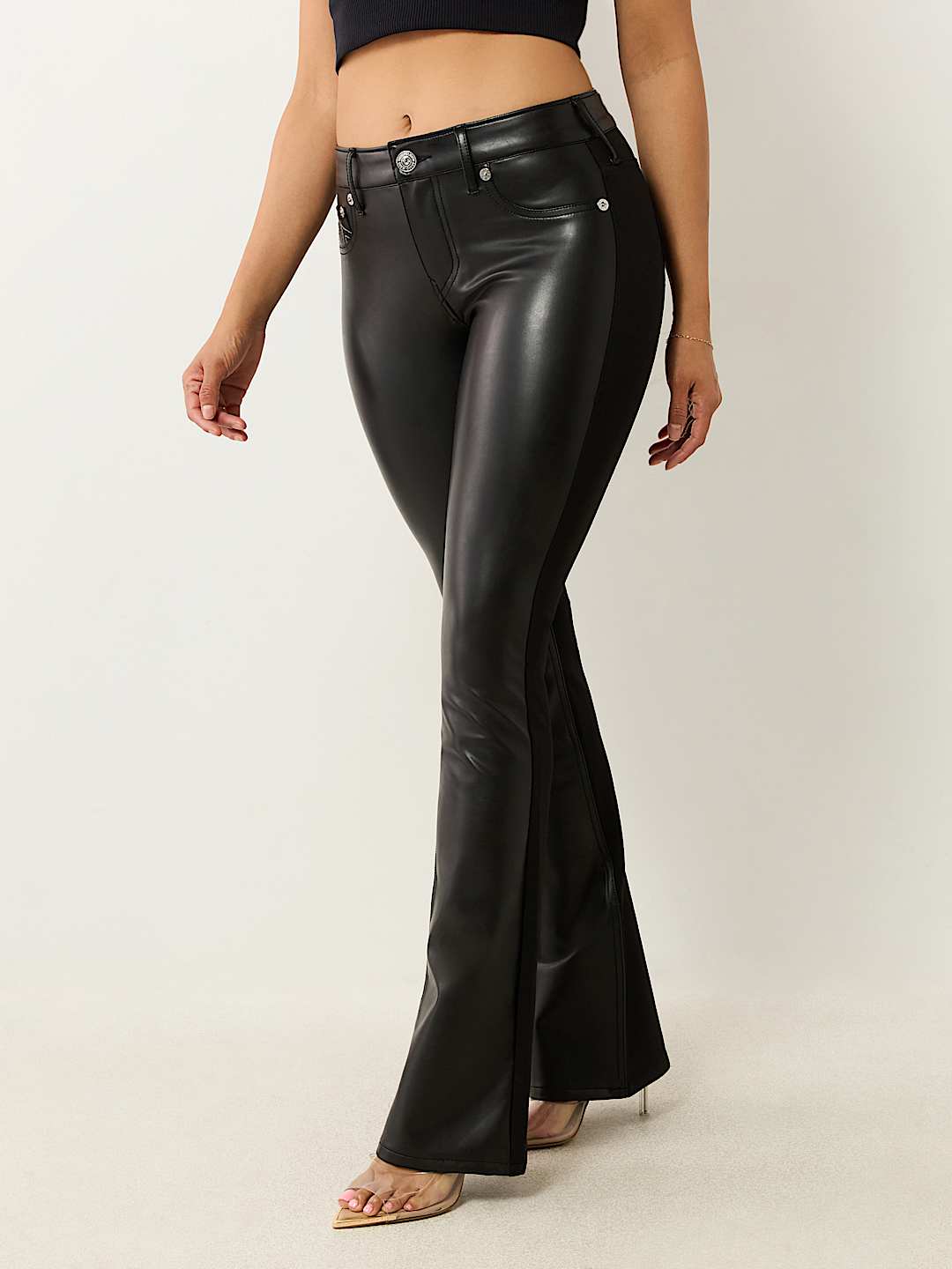 BECCA FAUX LEATHER PONTE BOOTCUT JEAN