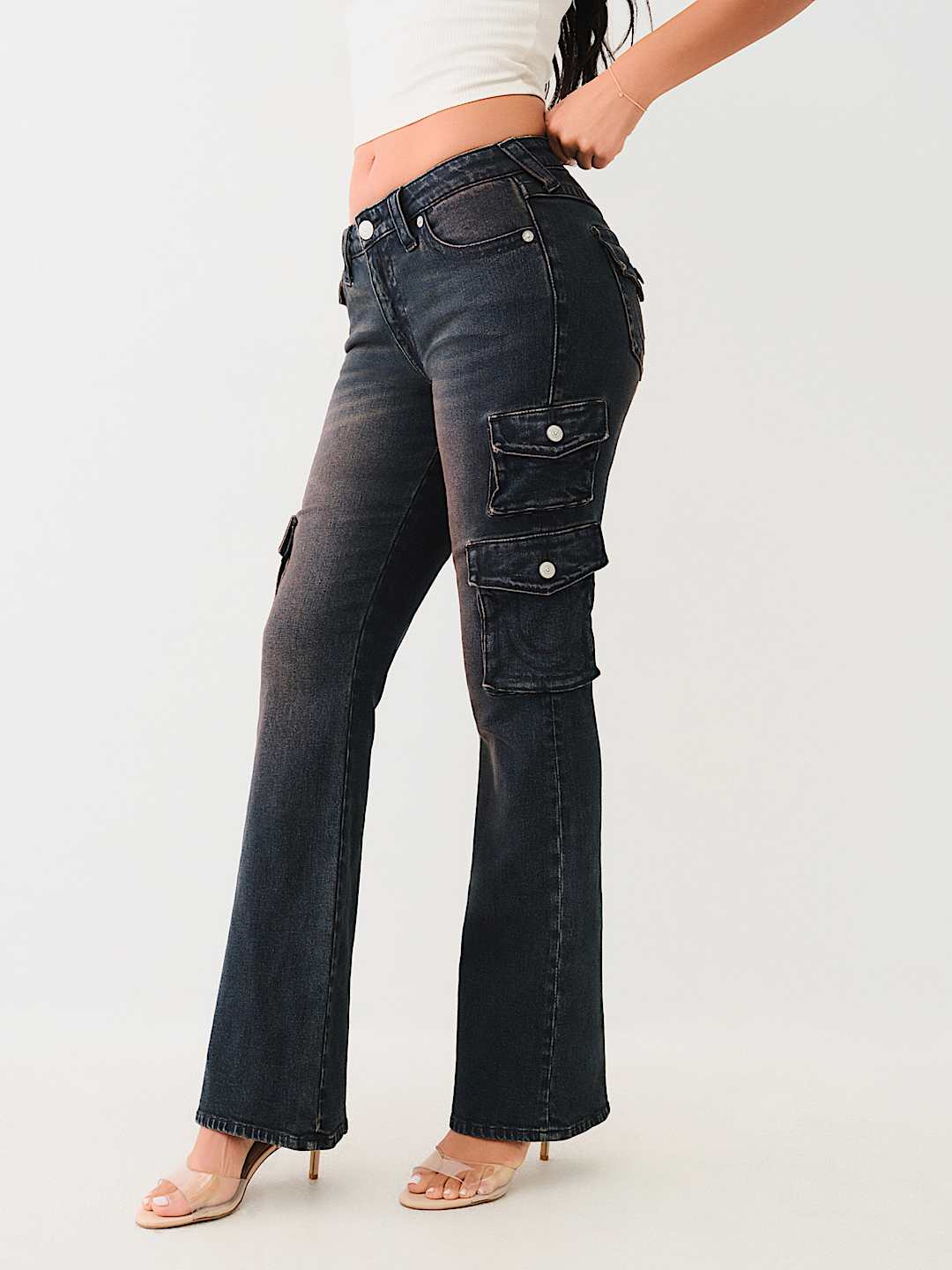 BECCA MID RISE CARGO BOOTCUT JEAN