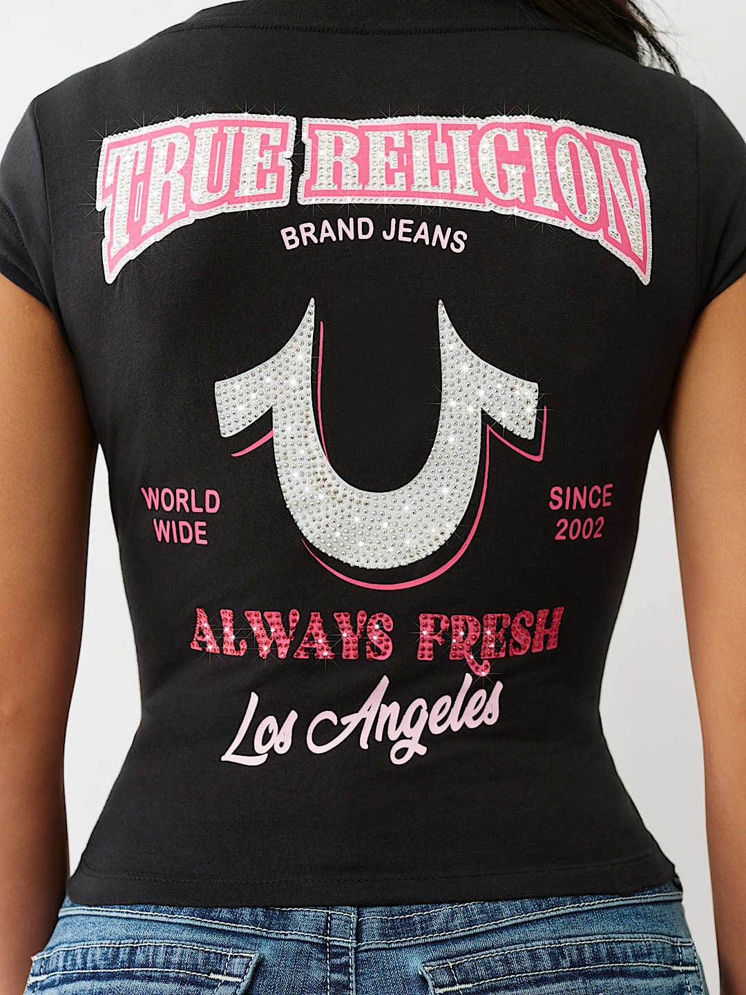 CRYSTAL LOGO LOW PLUNGE TEE