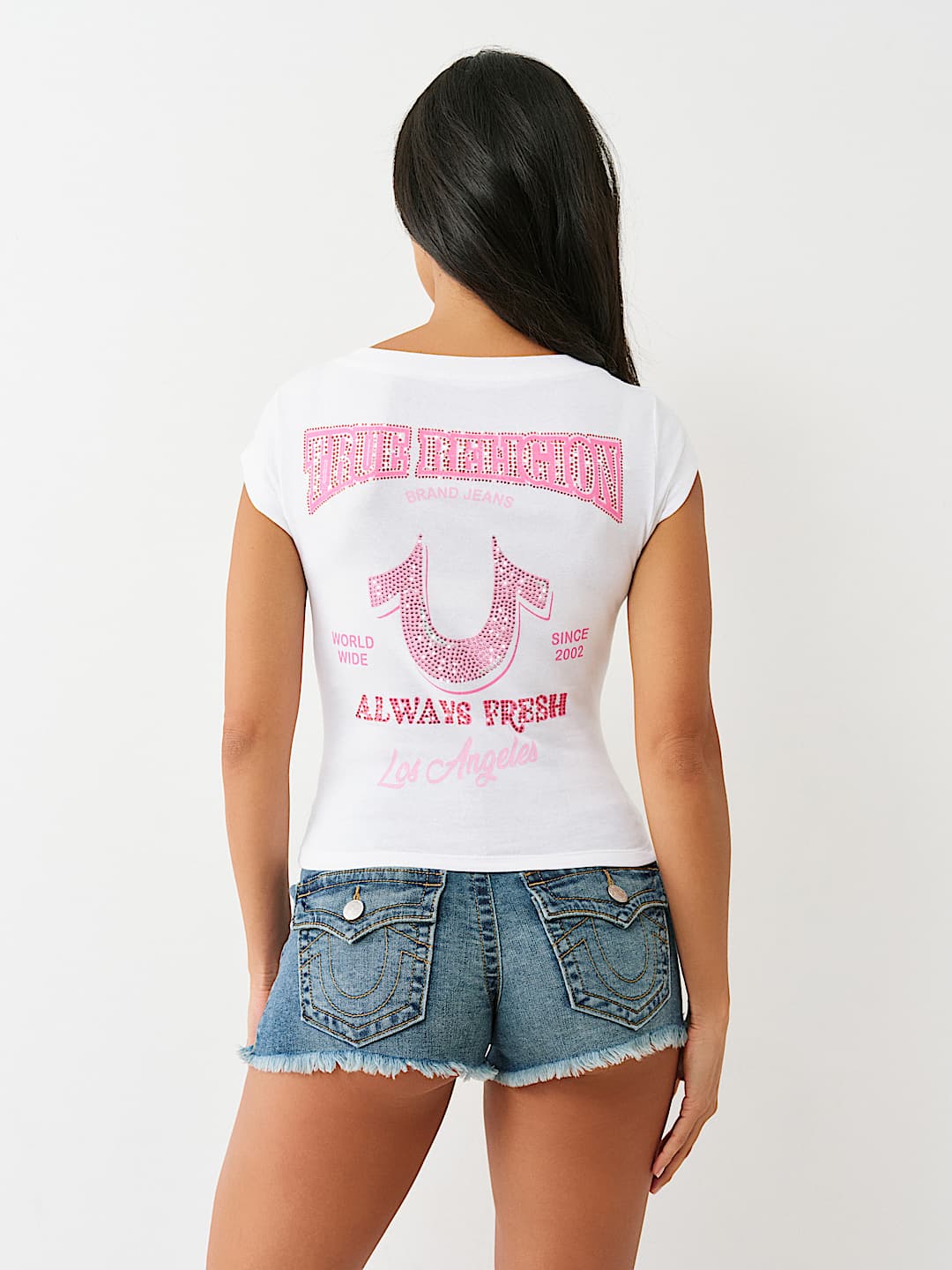 CRYSTAL LOGO LOW PLUNGE TEE