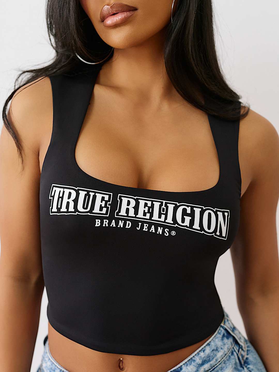 SQUARE NECK LOGO TANK TOP