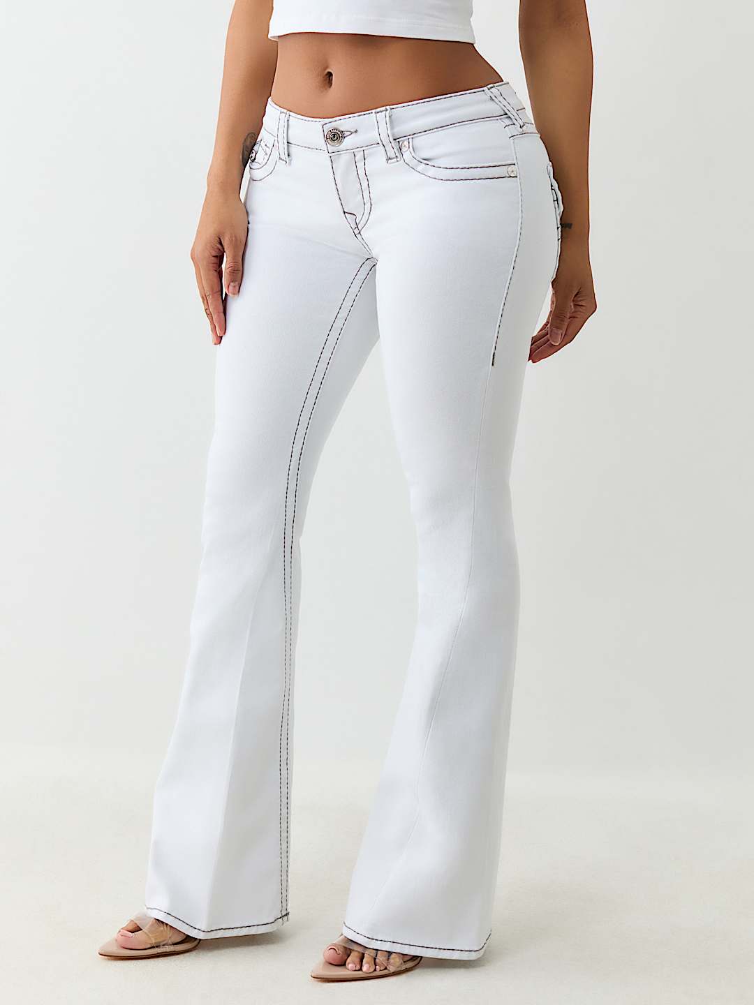 JOEY LOW RISE BIG T FLARE JEAN - White | True Religion