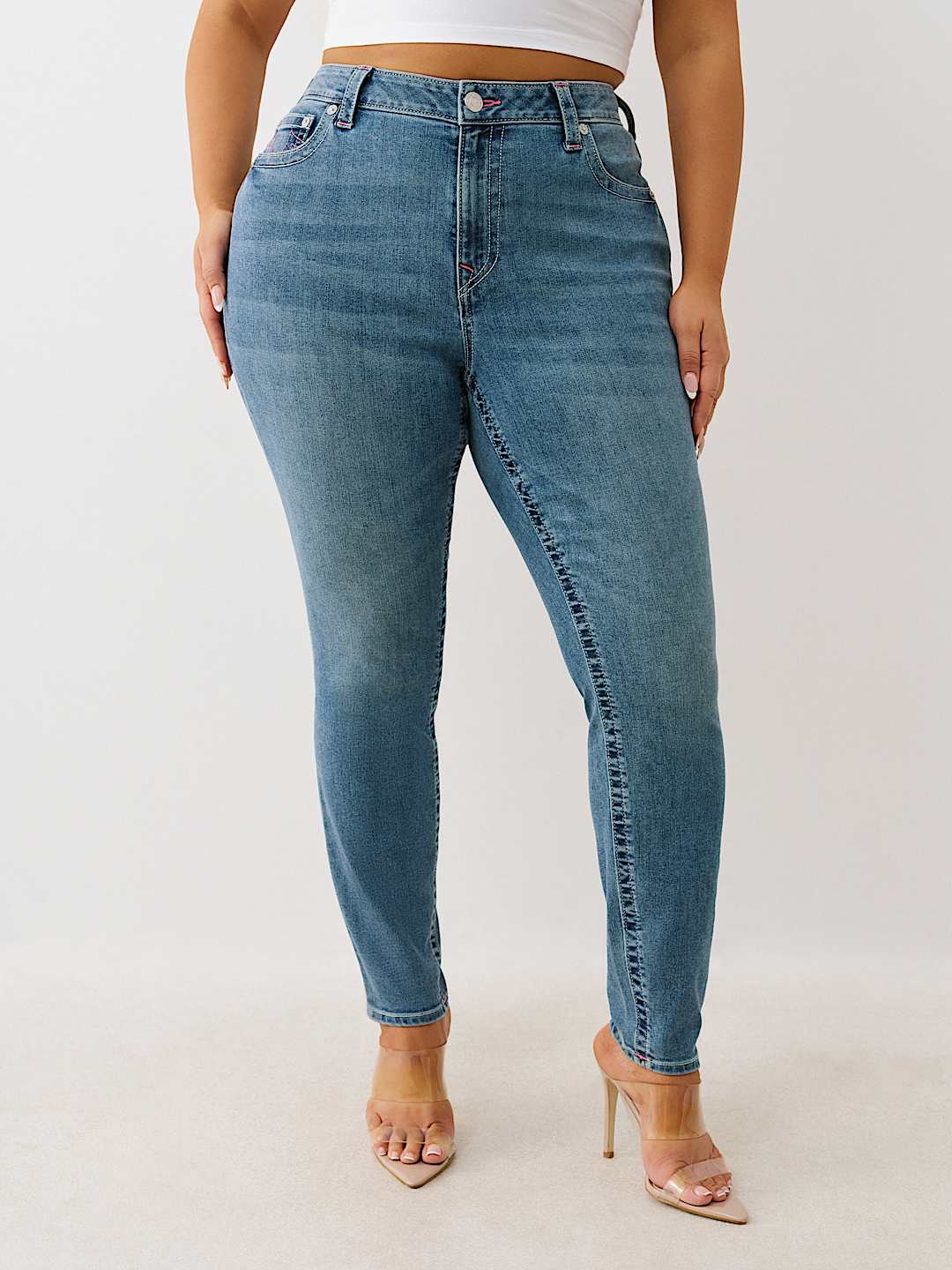 PLUS JENNIE ‘I LOVE TRUE RELIGION’ CURVY SKINNY JEAN