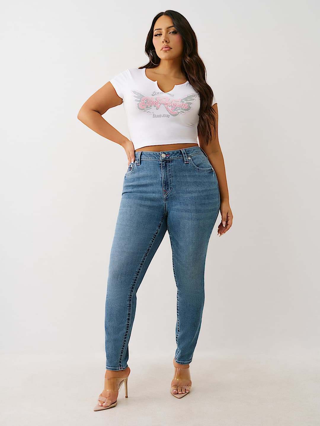 PLUS JENNIE ‘I LOVE TRUE RELIGION’ CURVY SKINNY JEAN