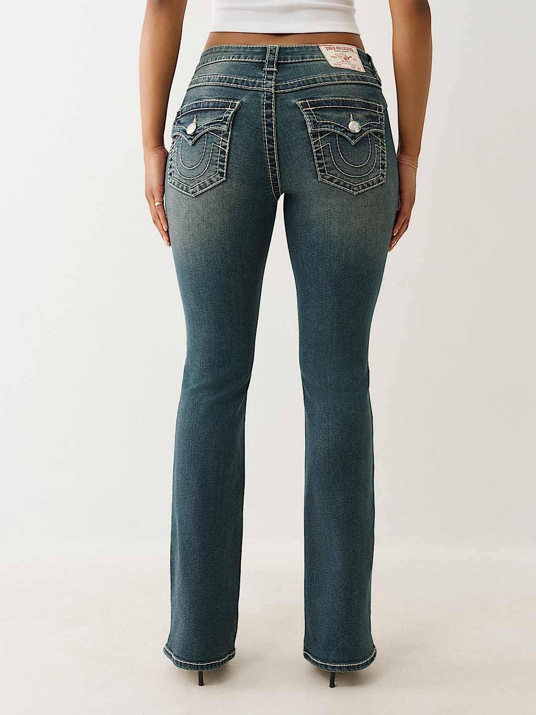 BECCA MID RISE BIG T BOOTCUT JEAN