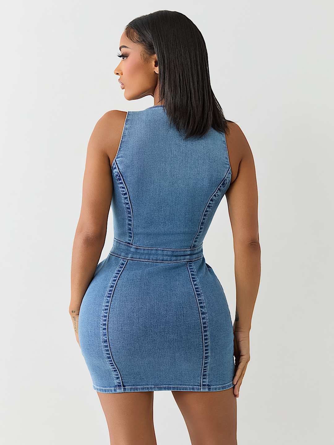 SCOOP NECK DENIM DRESS
