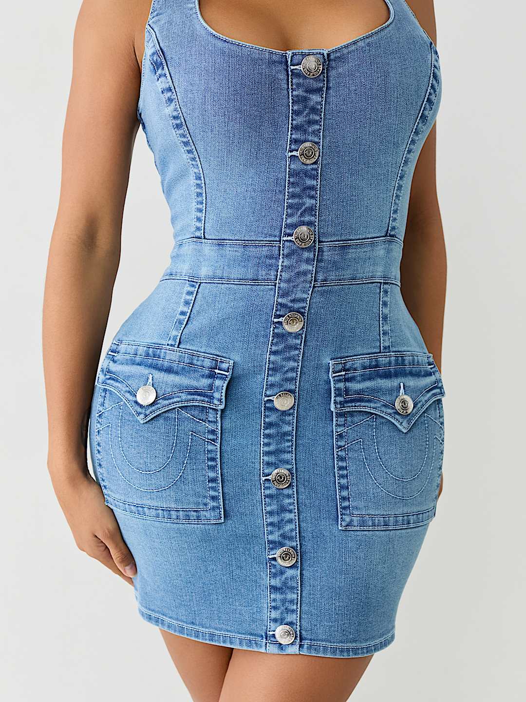 SCOOP NECK DENIM DRESS