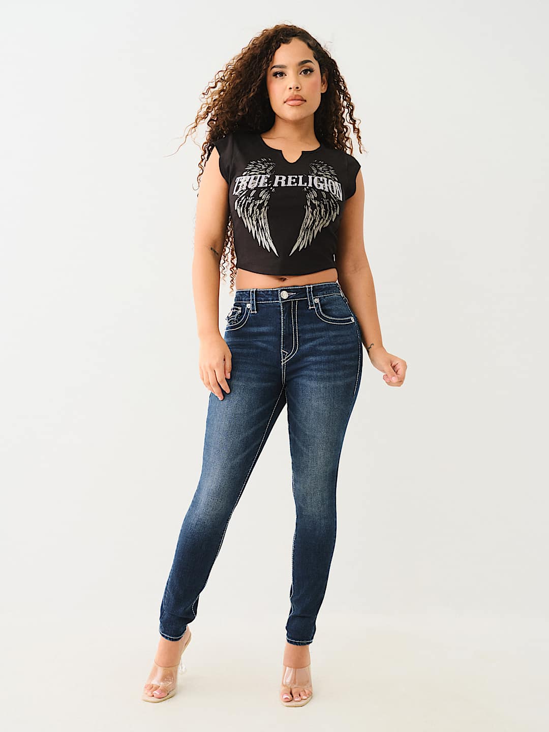 CRYSTAL LOGO WINGED NOTCH BABY TEE