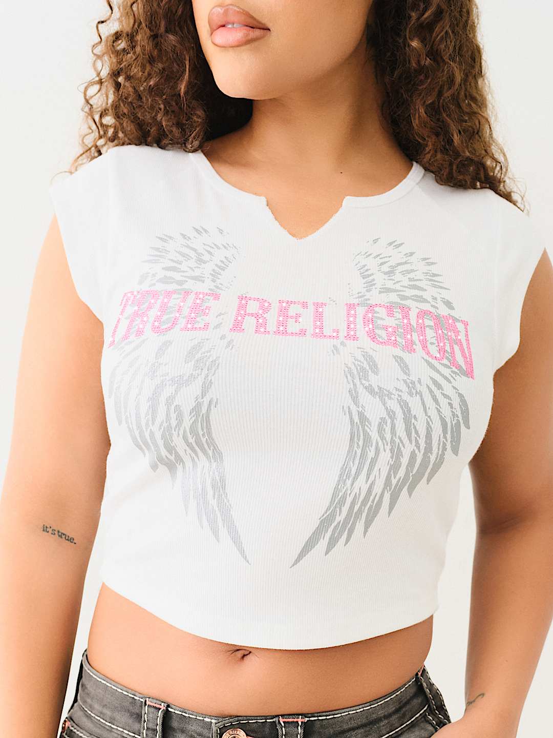 CRYSTAL LOGO WINGED NOTCH BABY TEE, image 3
