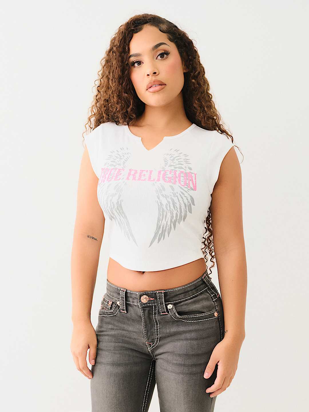 CRYSTAL LOGO WINGED NOTCH BABY TEE, image 1