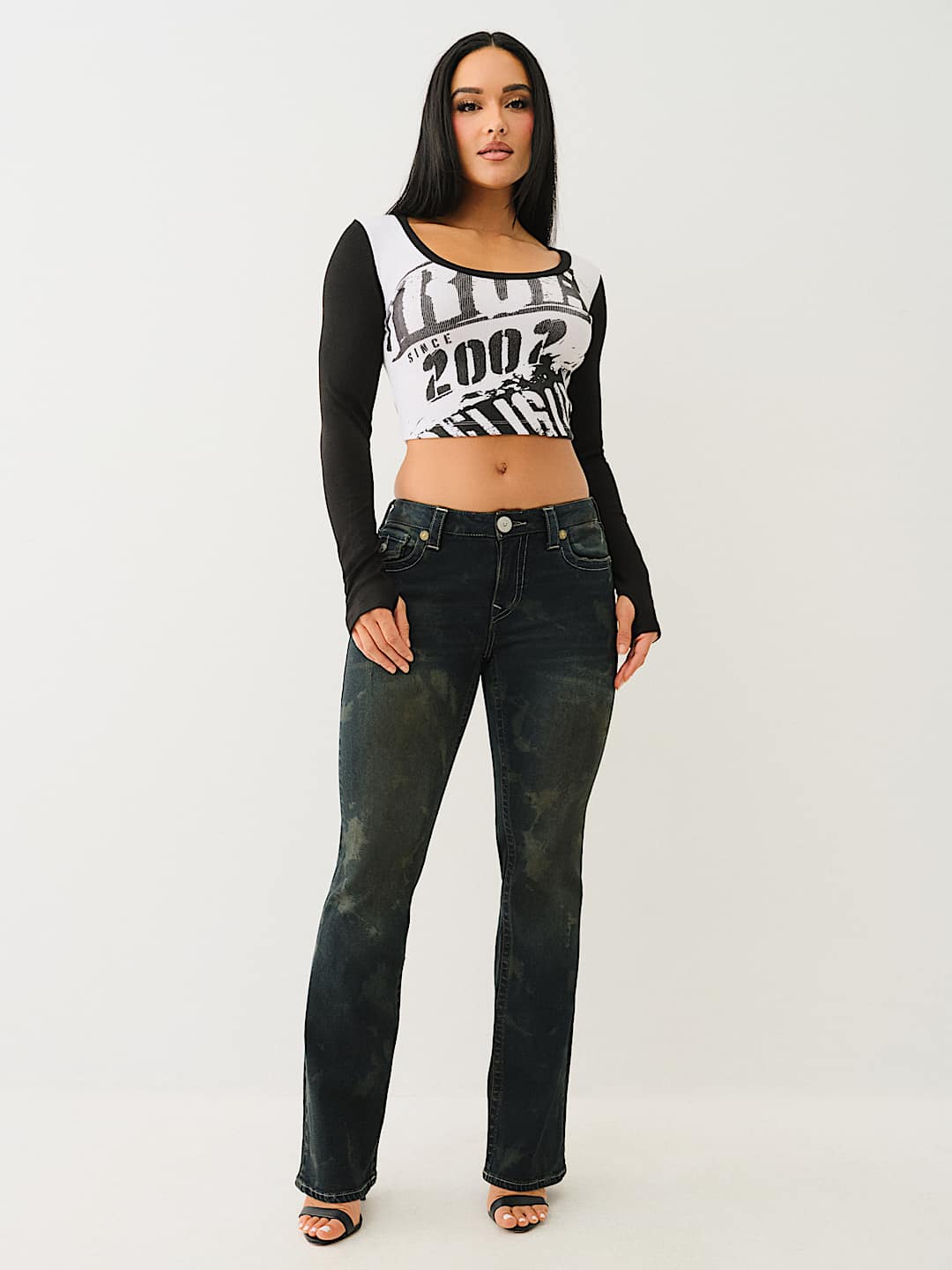 COLORBLOCK RIBBED SCOOP NECK TEE