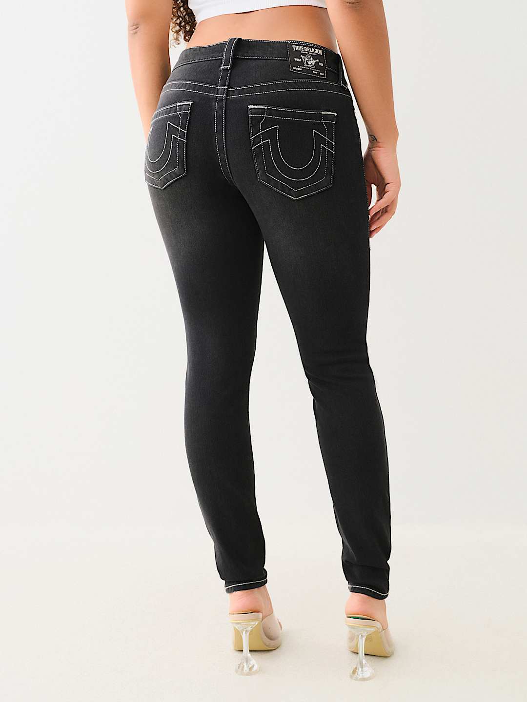 JENNIE BLACK TERRY MID RISE CURVY SKINNY PANT, image 3
