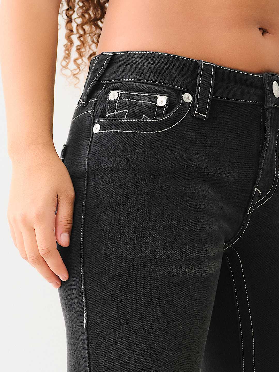 JENNIE BLACK TERRY MID RISE CURVY SKINNY PANT, image 5