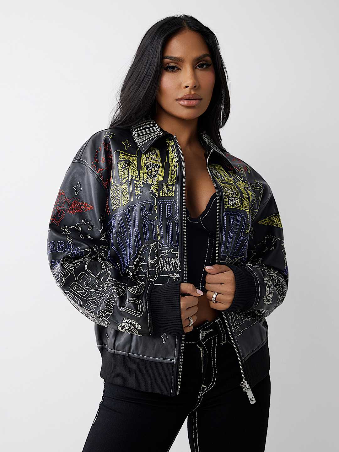 CHAQUETA DE CUERO SINT&Eacute;TICO BORDADA, image 8