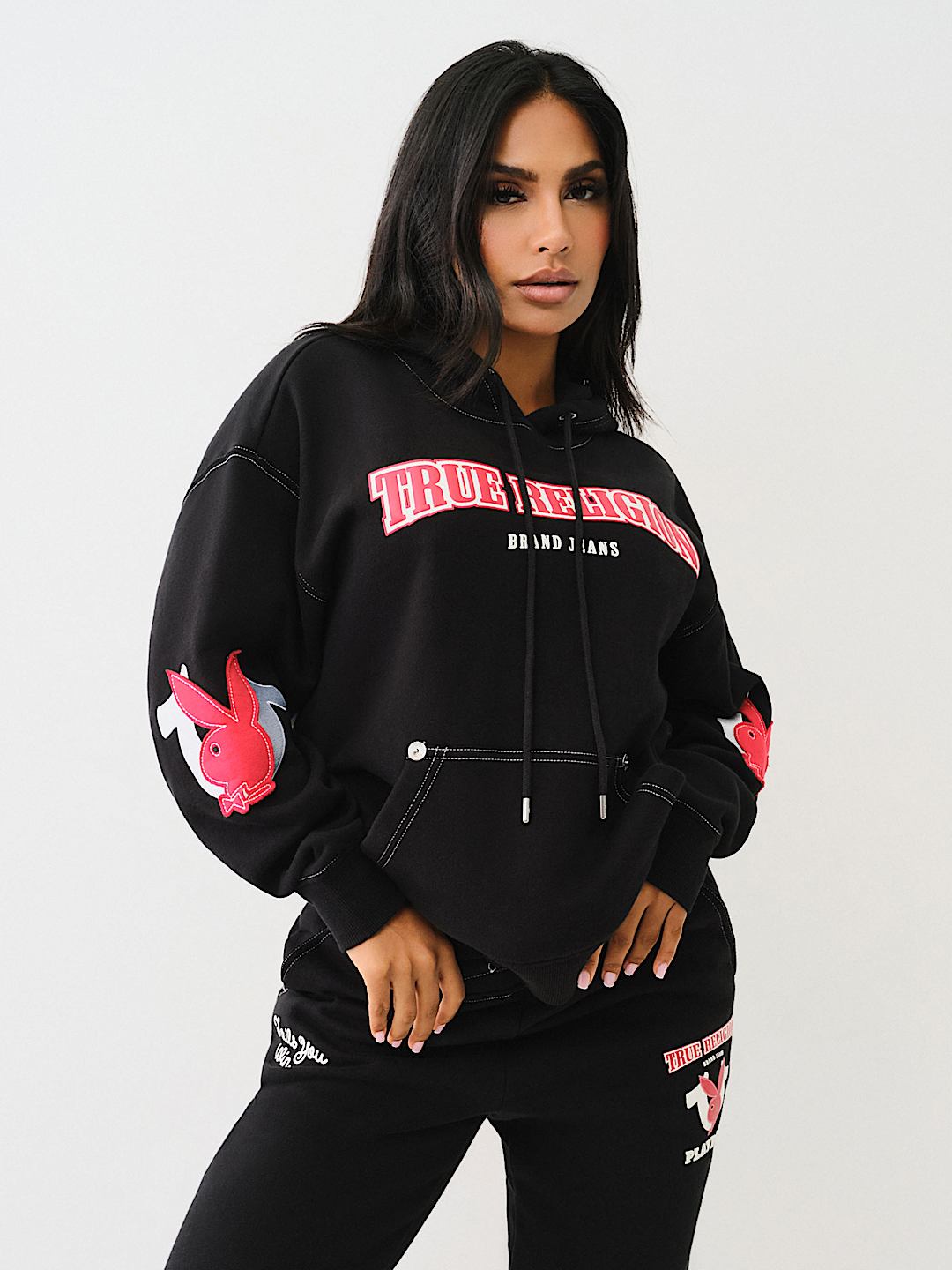 PLAYBOY X TRUE RELIGION FLEECE BOYFRIEND HOODIE