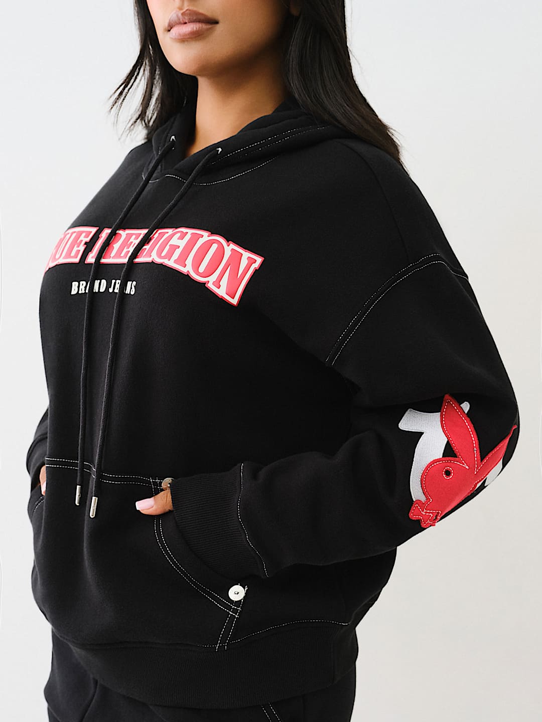 PLAYBOY X TRUE RELIGION FLEECE BOYFRIEND HOODIE
