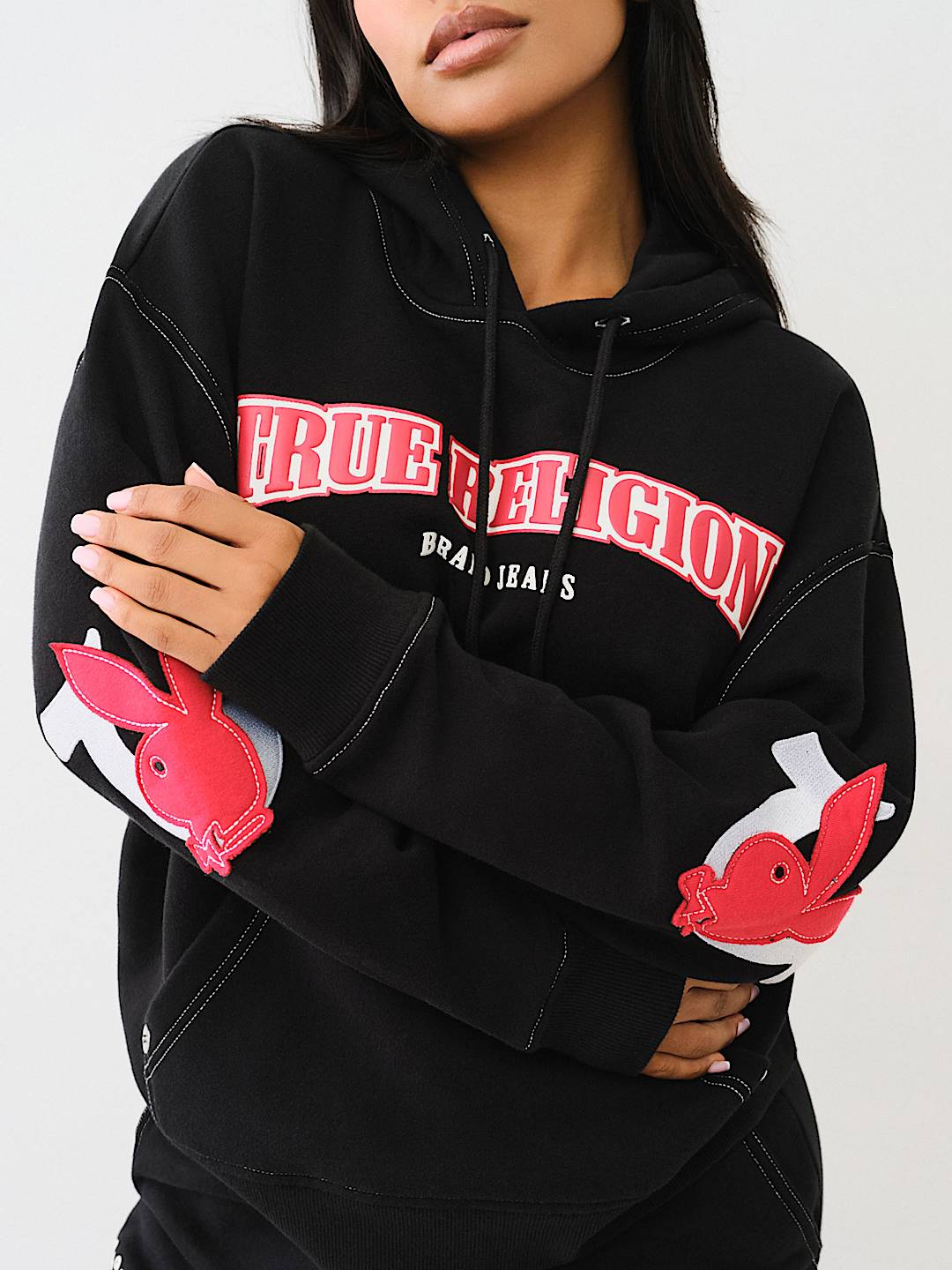 PLAYBOY X TRUE RELIGION FLEECE BOYFRIEND HOODIE