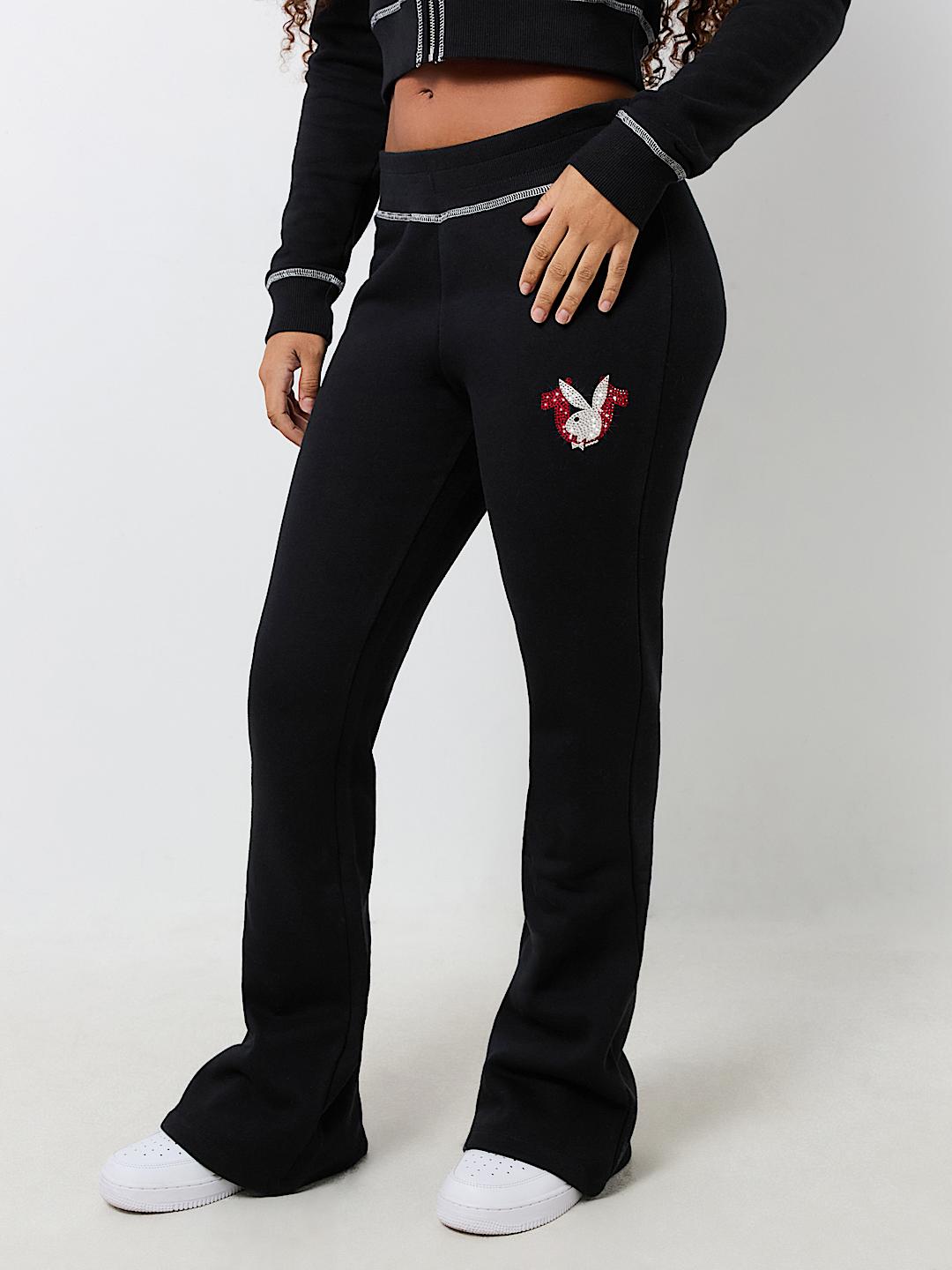 PLAYBOY X TRUE RELIGION CRYSTAL BOOTCUT SWEAT PANT