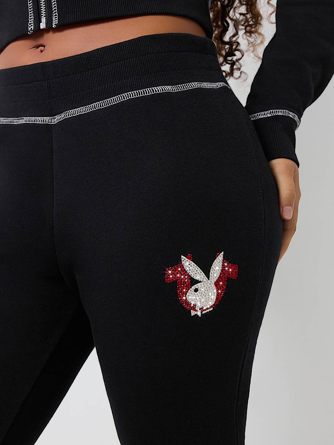 PLAYBOY X TRUE RELIGION CRYSTAL BOOTCUT SWEAT PANT