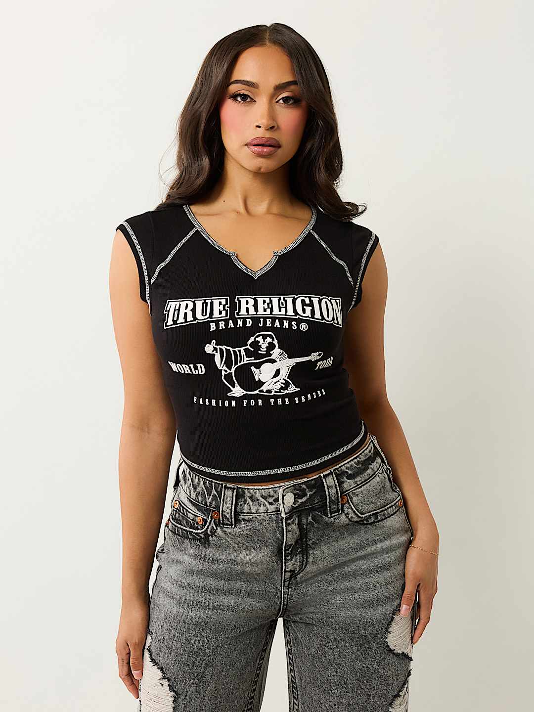 RIBBED WORLD TOUR NOTCH BABY TEE