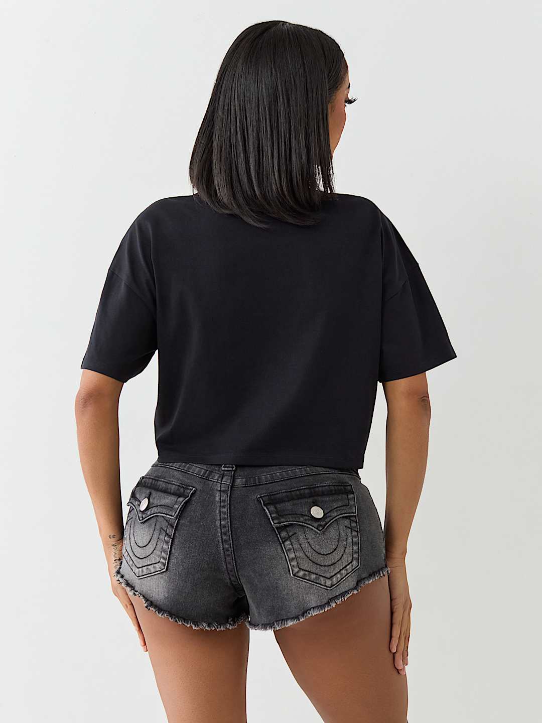 EMBROIDERED BUDDHA BOXY CROPPED TEE