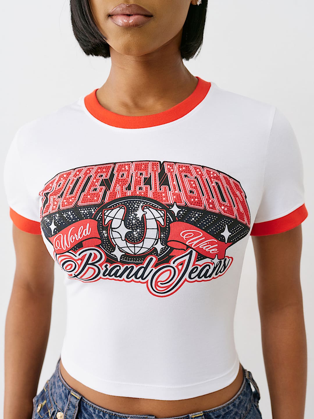 CRYSTAL LOGO RINGER BABY TEE