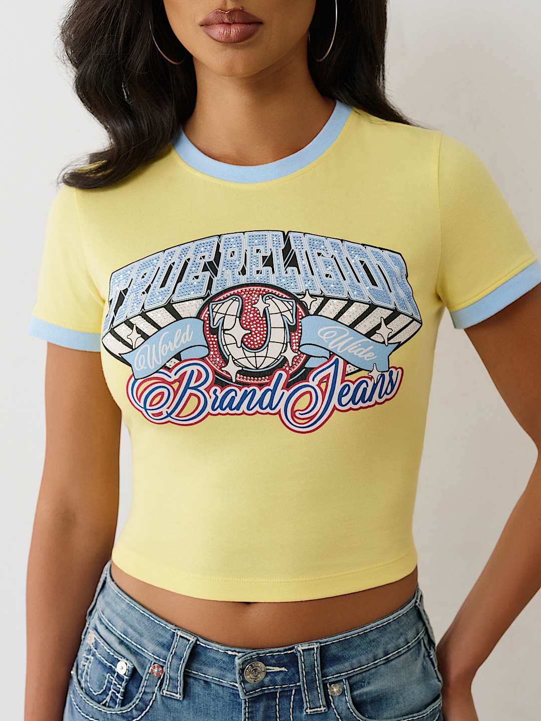 CRYSTAL LOGO RINGER BABY TEE