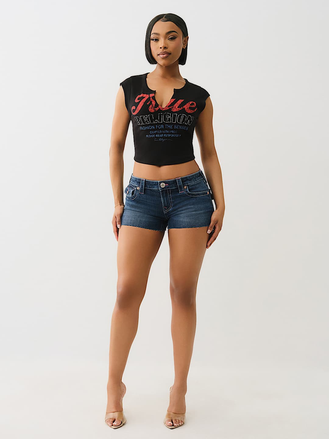 JOEY 'I LOVE TRUE RELIGION' LOW RISE SHORT