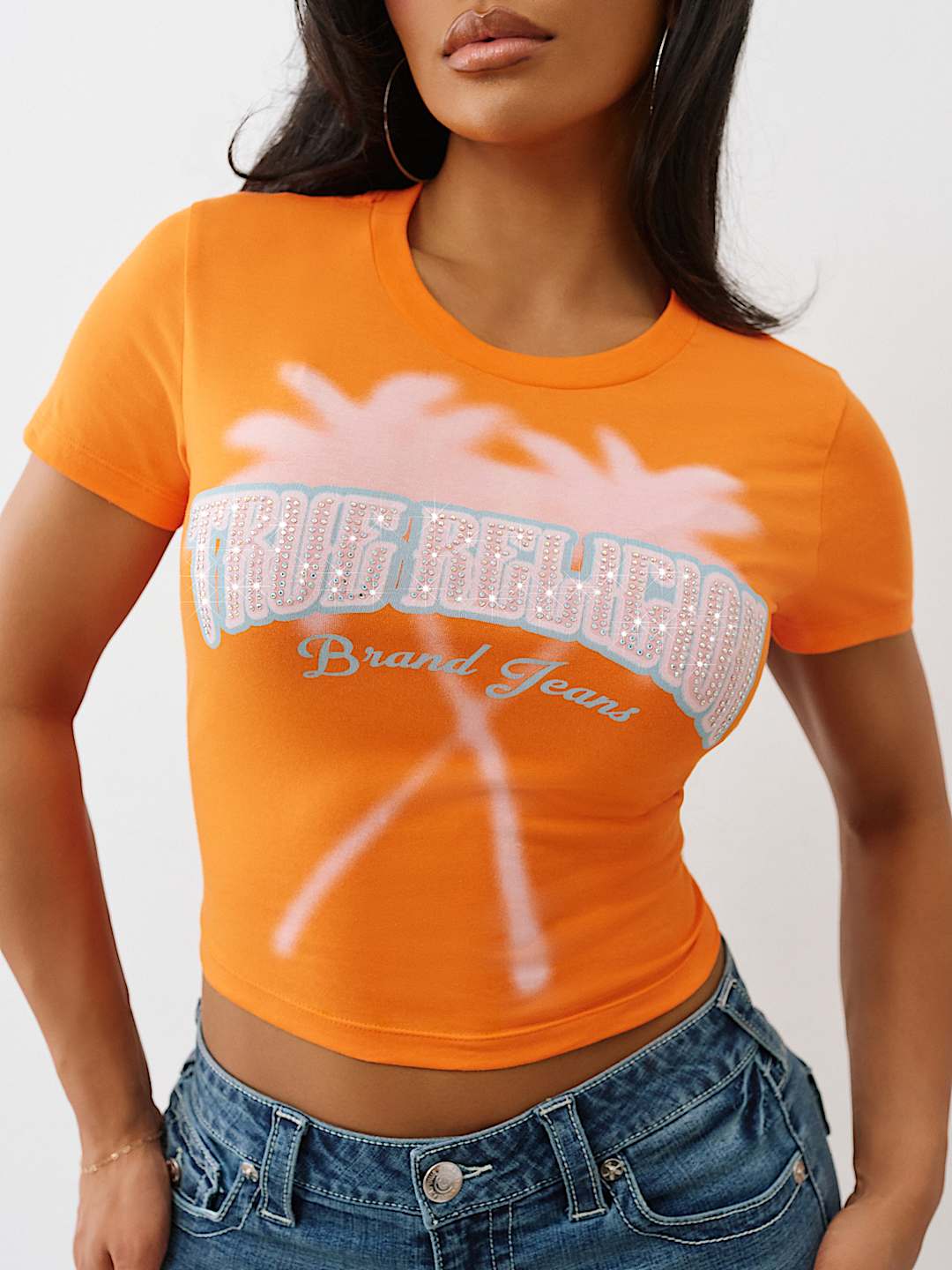 PALM TREE CRYSTAL LOGO BABY TEE, image 1