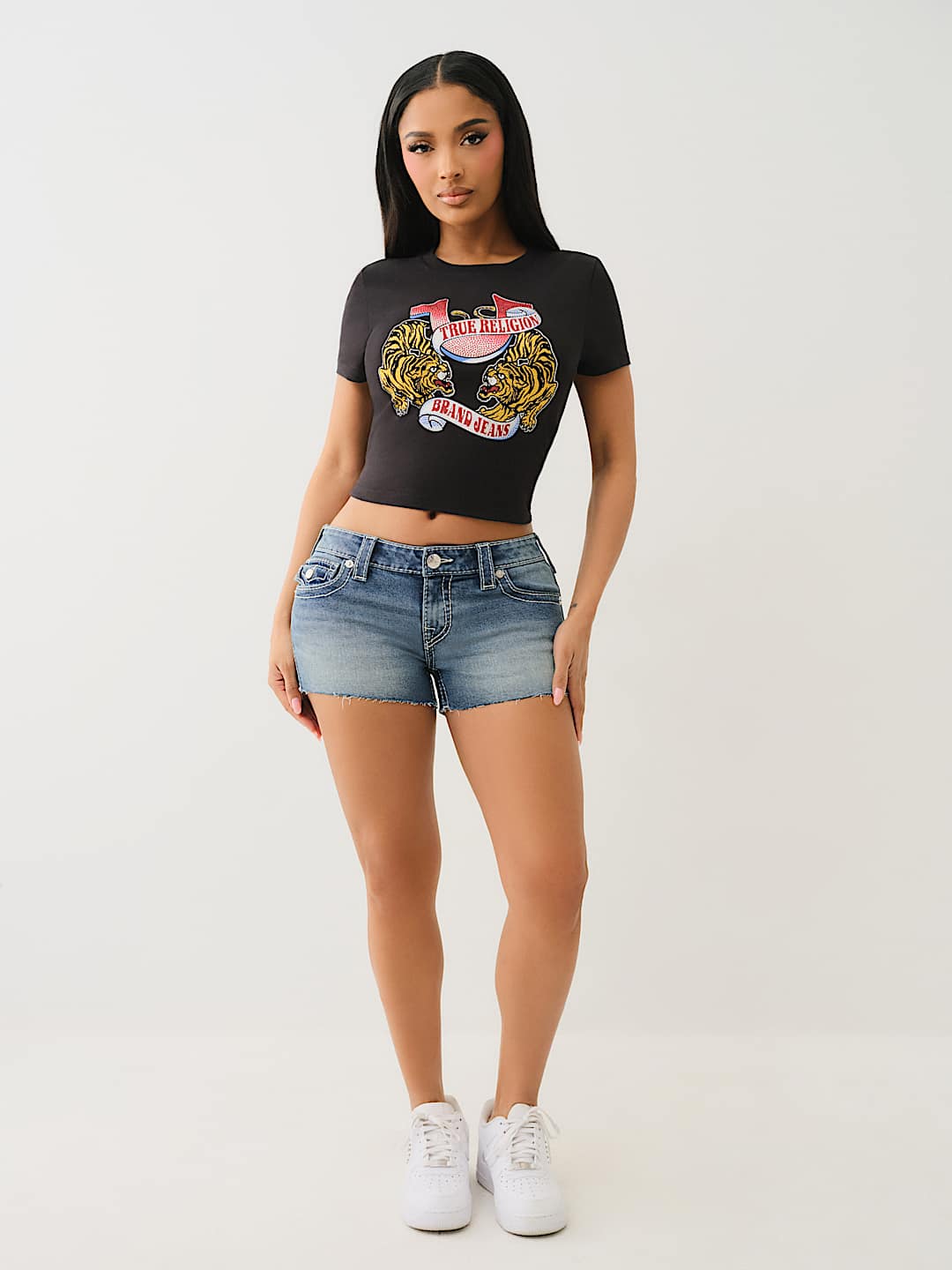 JOEY BIG T CRYSTAL HORSESHOE FRAYED SHORT