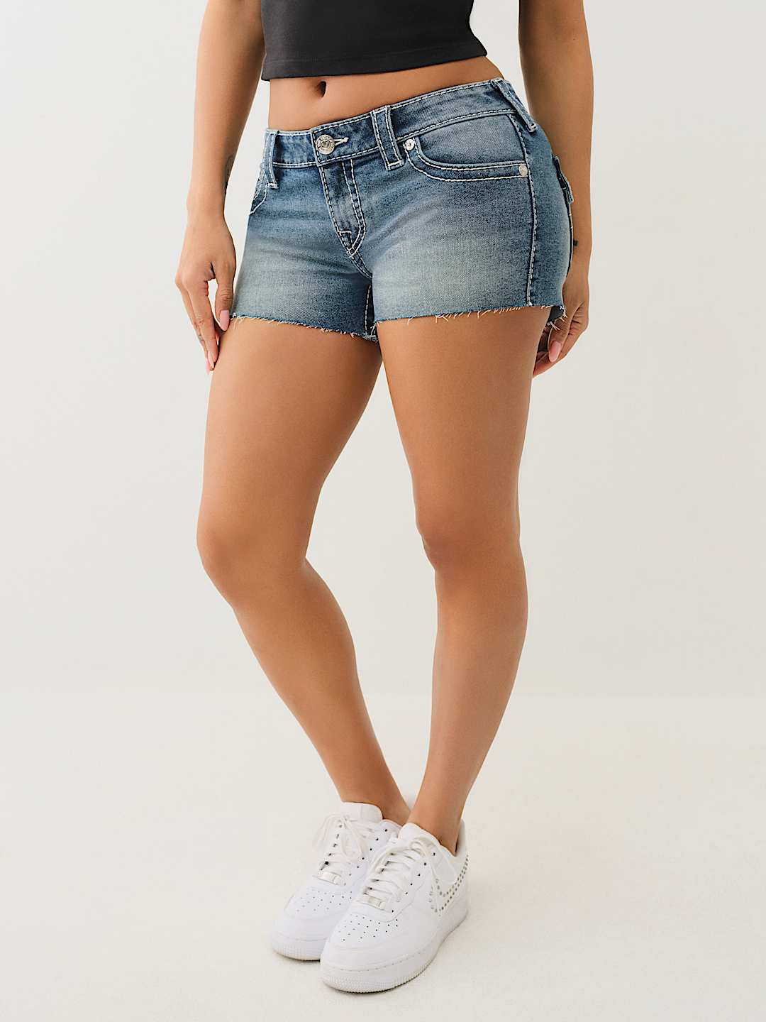 JOEY BIG T CRYSTAL HORSESHOE FRAYED SHORT
