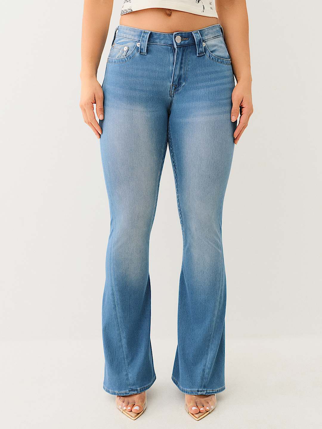 JOEY INDIGO TERRY MID RISE FLARE JEAN