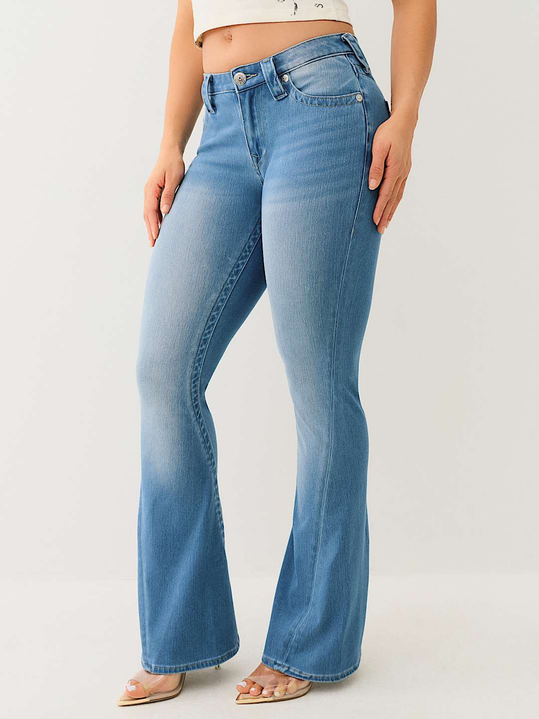 JOEY INDIGO TERRY MID RISE FLARE JEAN