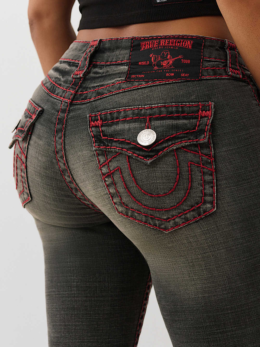 Женские джинсы True Religion Becca Super T средней посадки клеш, черные