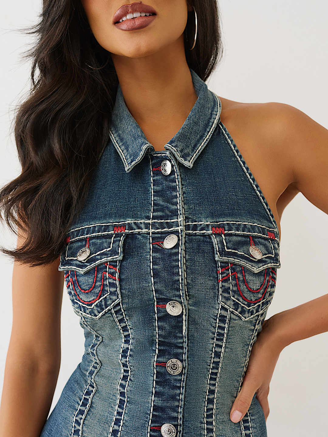DENIM HALTER SUPER T DRESS, image 8
