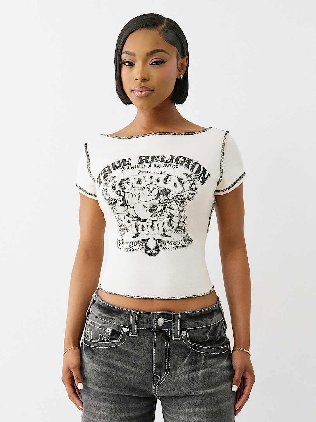 BOAT NECK VINTAGE BUDDHA TEE