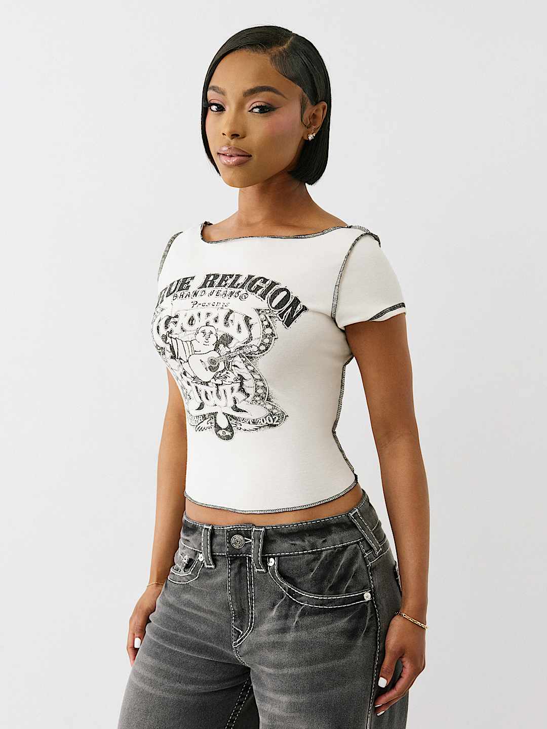 BOAT NECK VINTAGE BUDDHA TEE