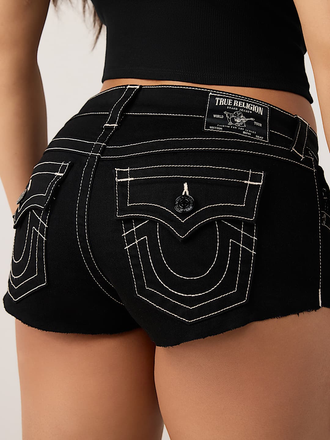 Женские шорты True Religion Spicy Mid Rise, ультракороткие, черные