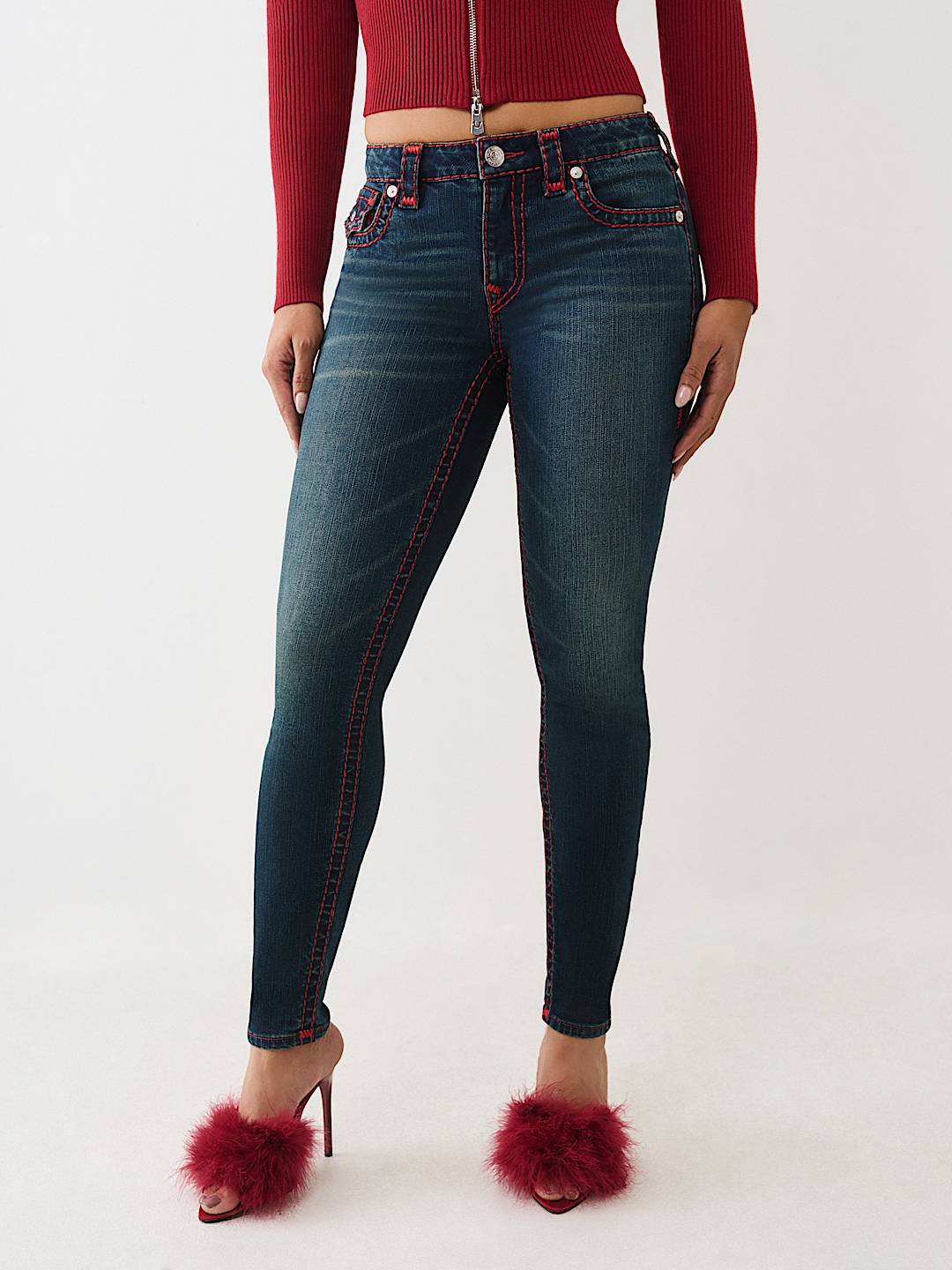 JENNIE MID RISE LUREX SUPER T CURVY SKINNY JEAN, image 2