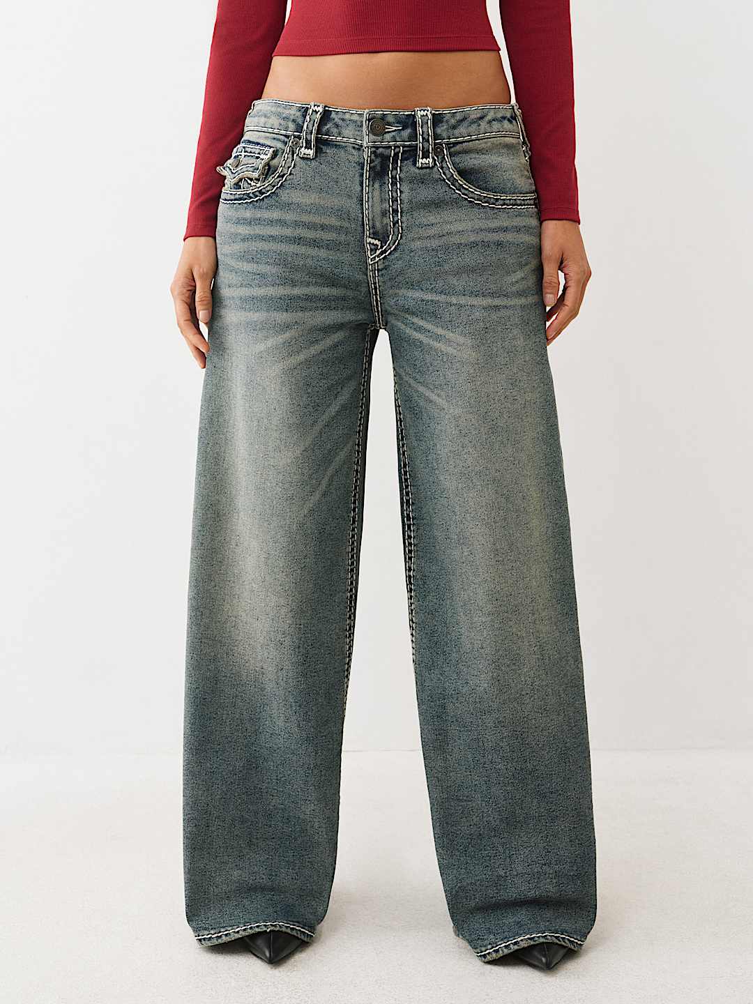 JESSIE MID RISE SUPER T FLAP SUPER BAGGY JEAN , image 2