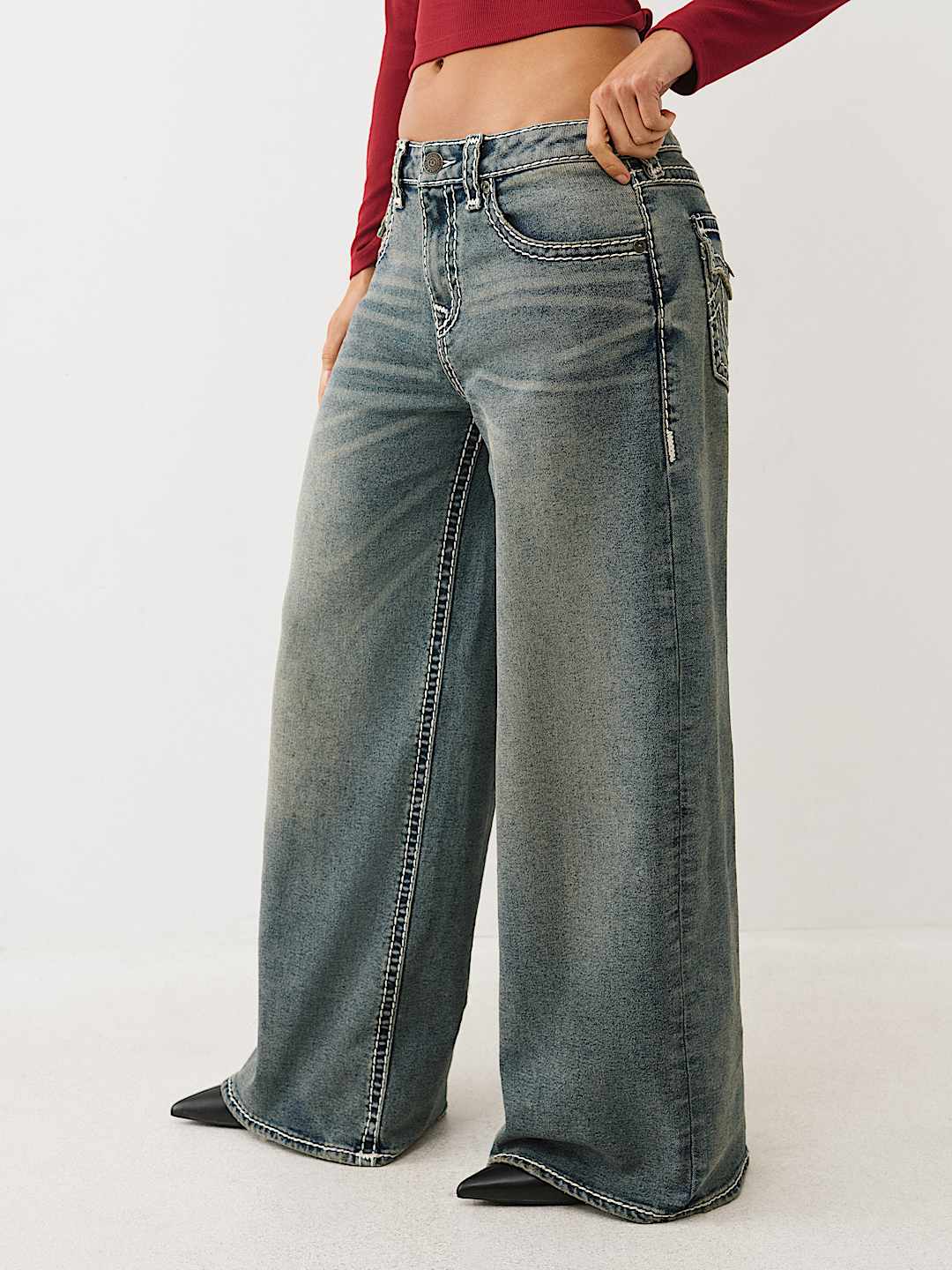 JESSIE MID RISE SUPER T FLAP SUPER BAGGY JEAN , image 4