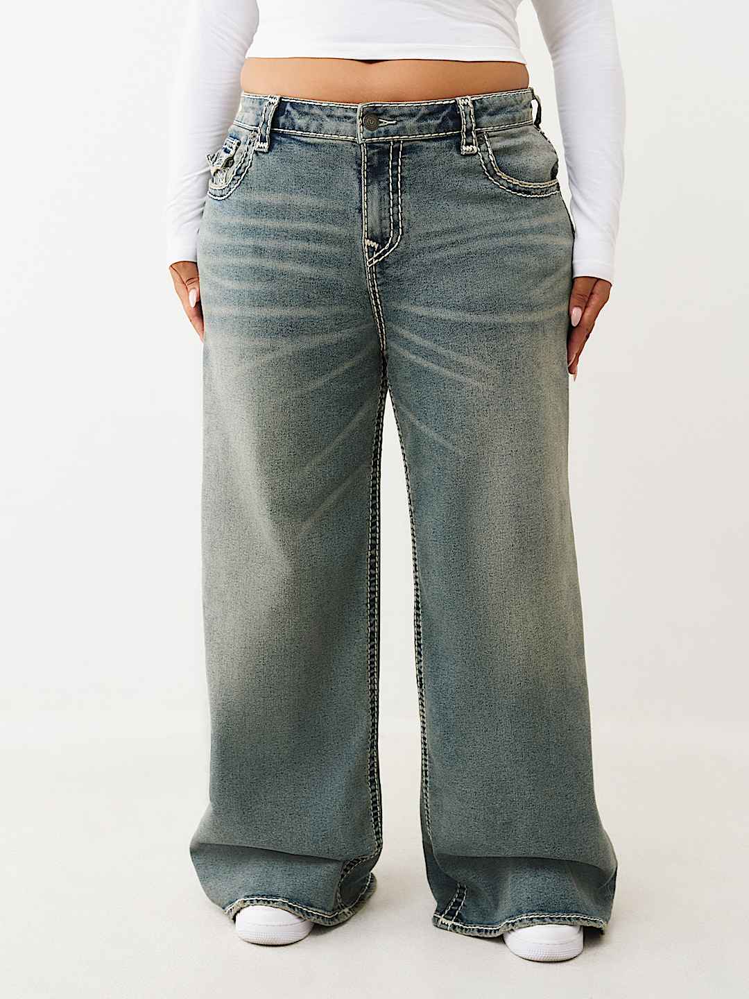 PLUS JESSIE MID RISE SUPER T SUPER BAGGY JEAN, image 2