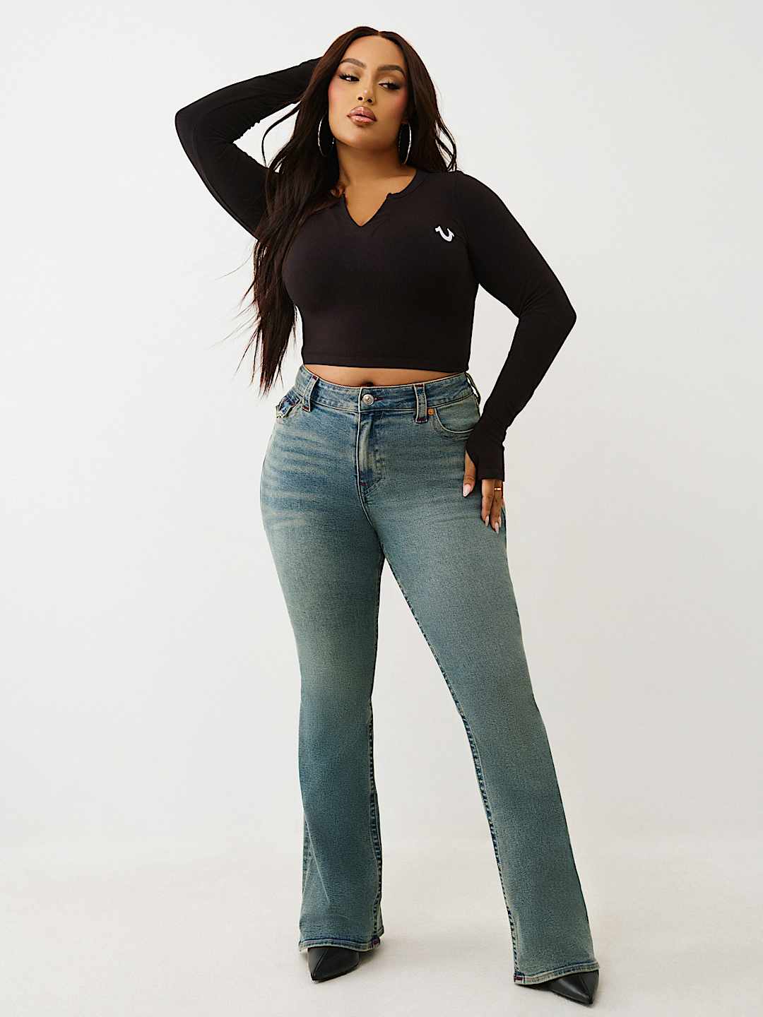 PLUS BECCA MID RISE FLAP BOOTCUT JEAN, image 3