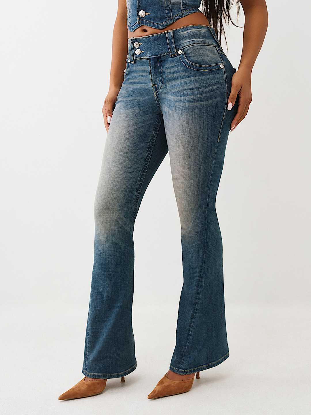 JEANS JOEY ACAMPANADOS DE TIRO BAJO CON SOLAPA, image 4