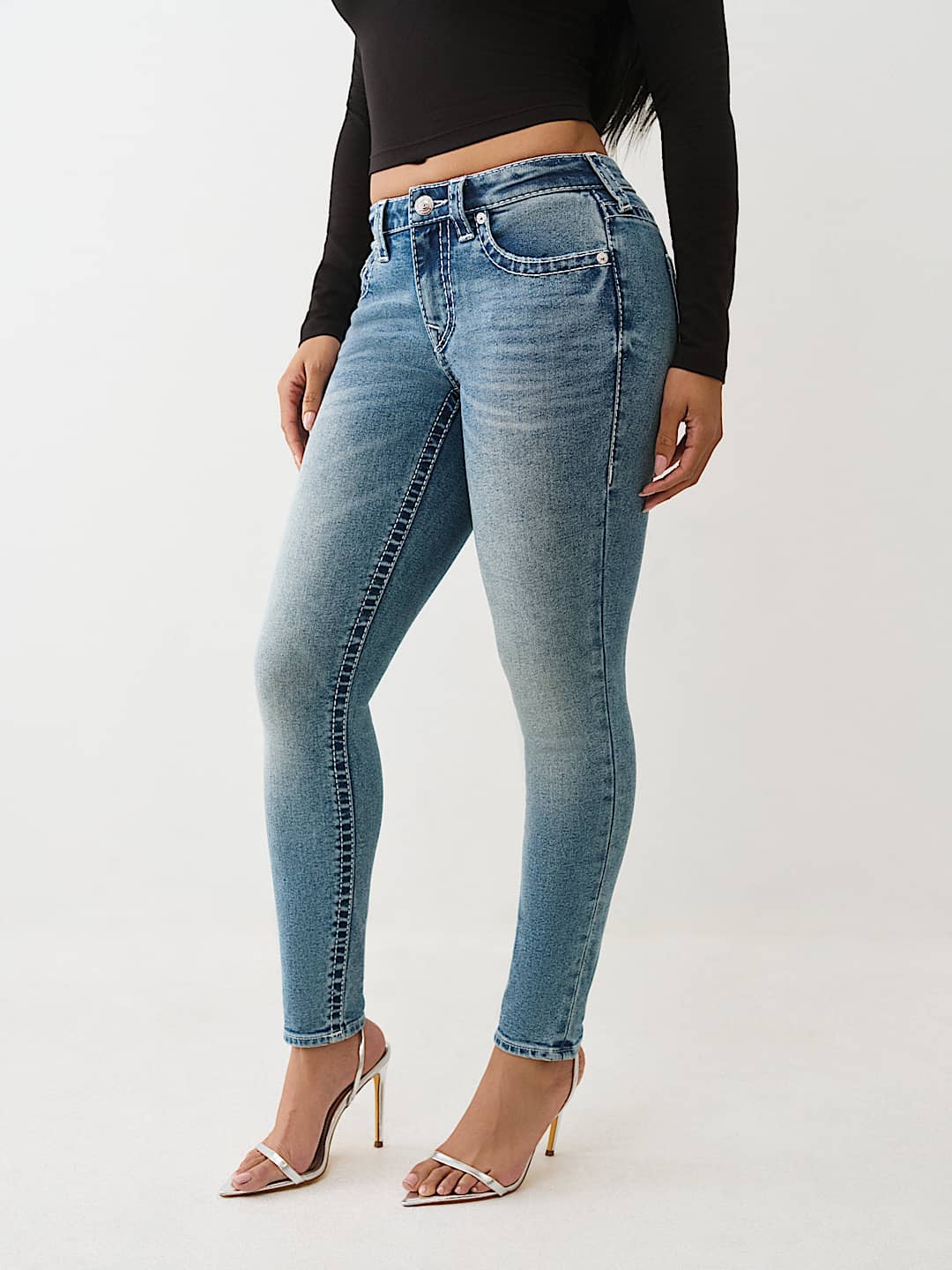 JENNIE MID RISE CRYSTAL BIG T CURVY SKINNY JEAN, image 4