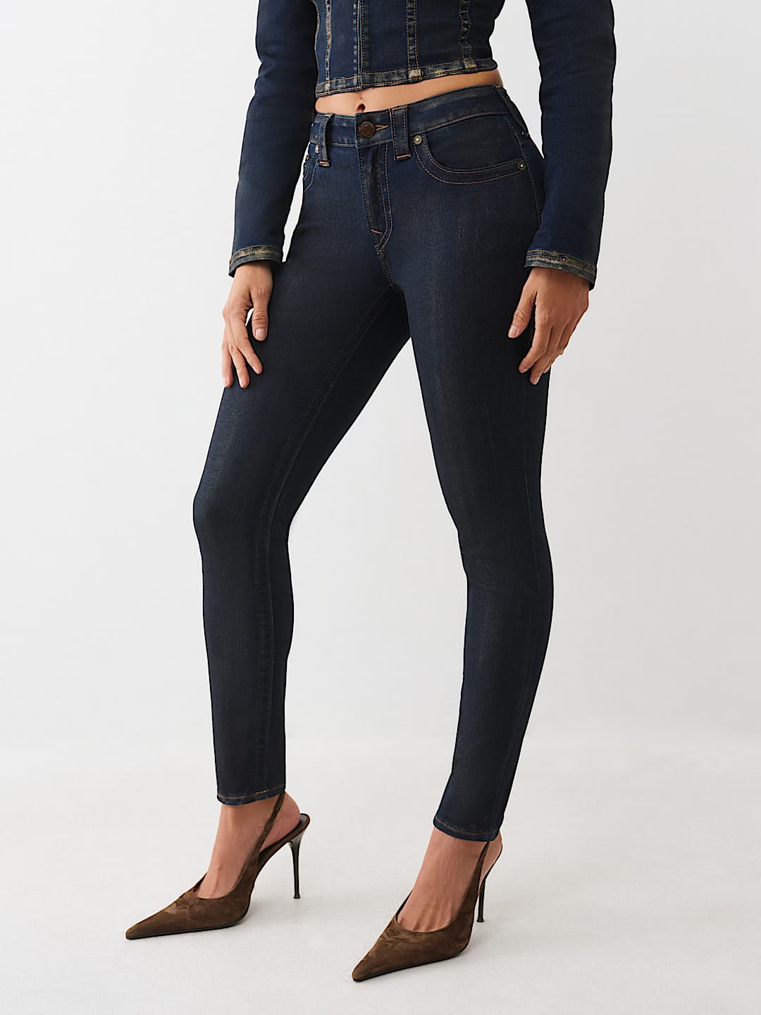 JENNIE MID RISE  METALLIC CURVY SKINNY JEAN, image 4